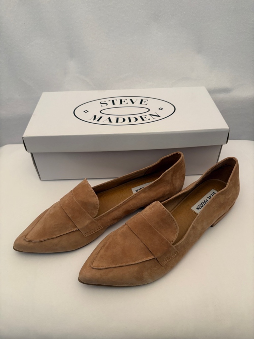 Steve Madden Tan Suede Pointed Loafers